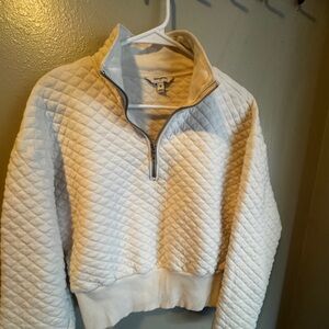 Banana Republic Quilted quarter zip cropped pullover- size small